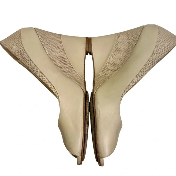 Cole Haan Leather Peep Toe Wedge Heels Size 9.5 - Picture 5 of 10